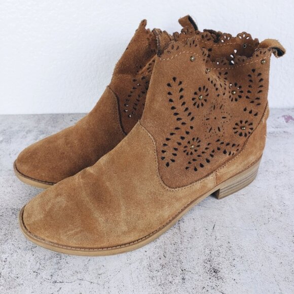 MIA Ankle Booties Boho Slouchy Leather Suede Western Cowgirl size 6 - Picture 2 of 12